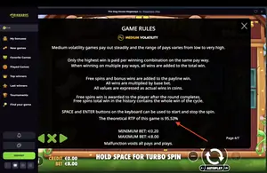 The Dog House Megaways RTP 95.53% at Drakaris — game rules screen