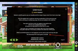 The Dog House Megaways RTP 94.55% at MateSlots — game rules screen