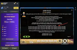 The Dog House Muttley Crew RTP 94.47% at RocketPlay — game rules screen