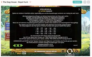 The Dog House Royal Hunt RTP 94.52% at Spininio — game rules screen