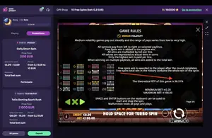 The Dog House Dice Show RTP 96.51% at WinSpirit — game rules screen